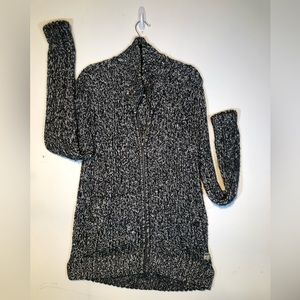 SurfsideSupply Co. Chunky Cable knit Blk/Wht zipperedCardigan XL Unisex